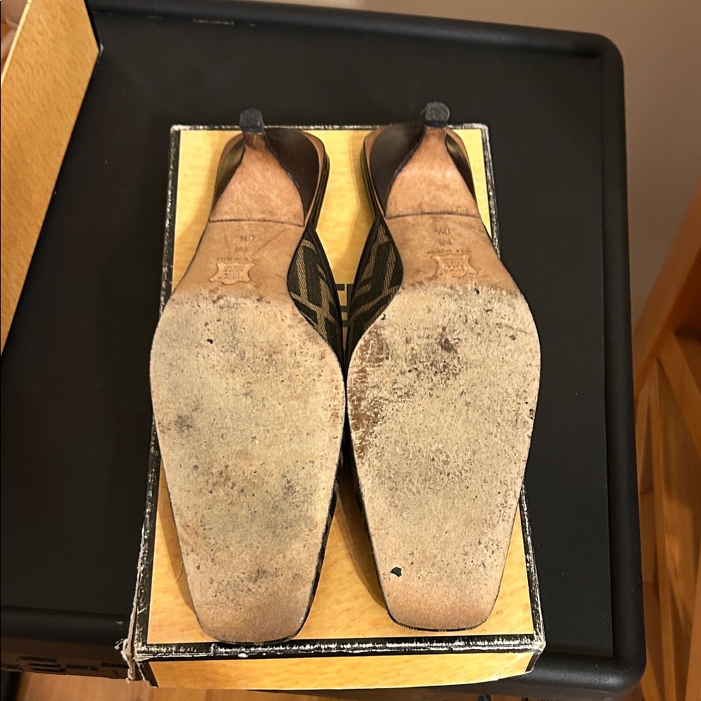 Fendi  Zucca Blk/Sand Mules - Picture 5 of 12